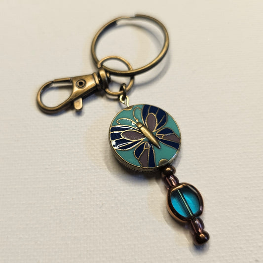 Turquoise and Purple Butterfly Keychain