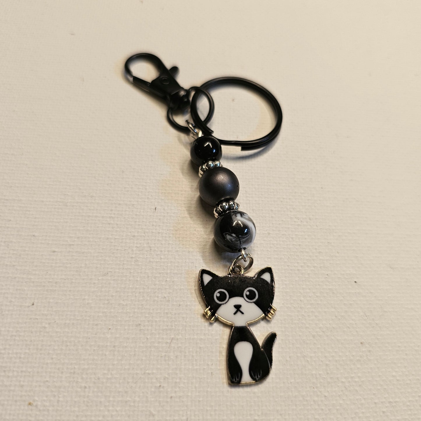 Black and White Cat Keychain