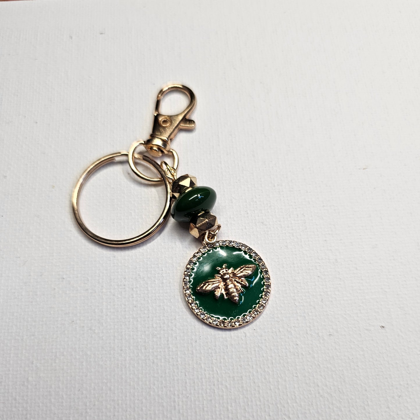 Green and Gold Bee Keychain