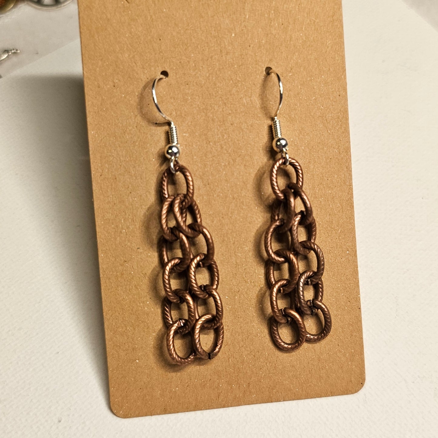 Textured Oval Chain Earrings