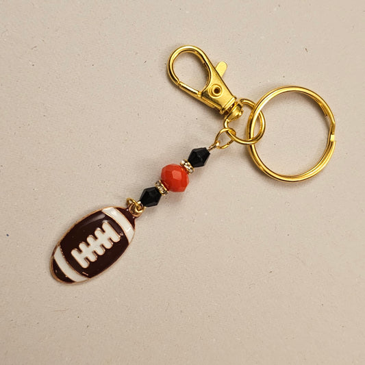 Orange and Black Football Keychain 2