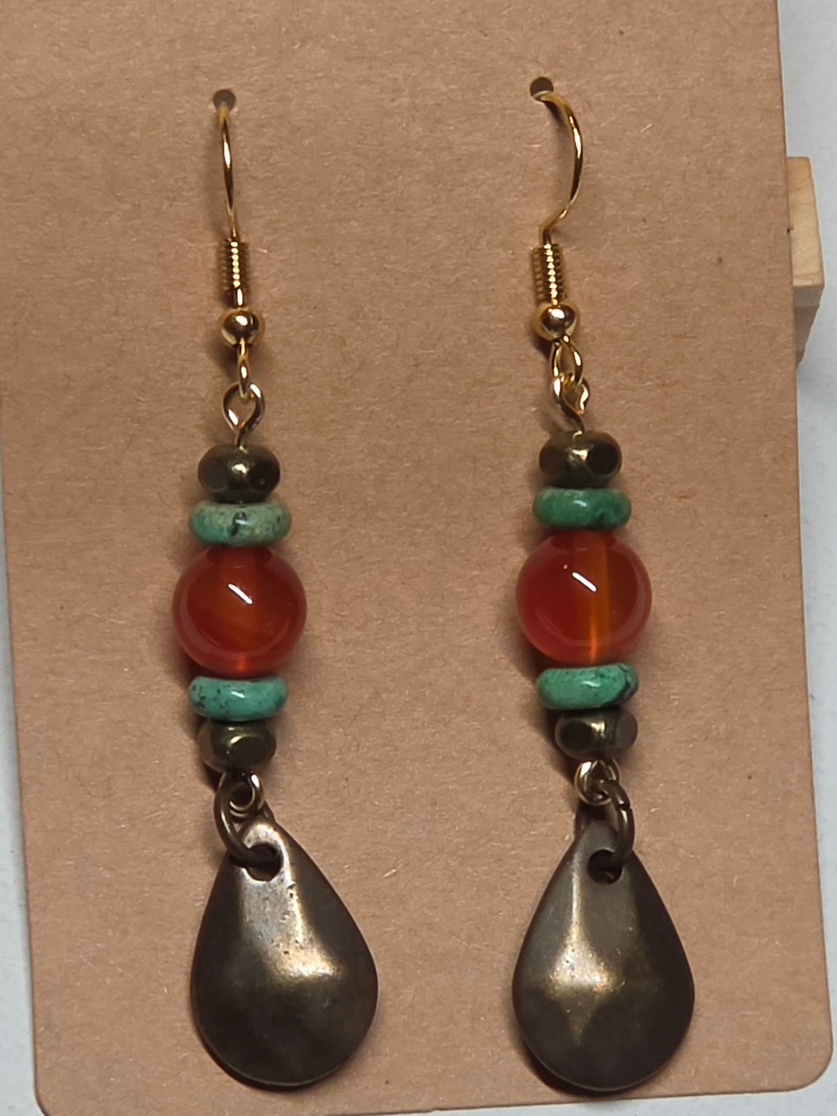 Dyed Red Agate and Antique Bronze Earrings