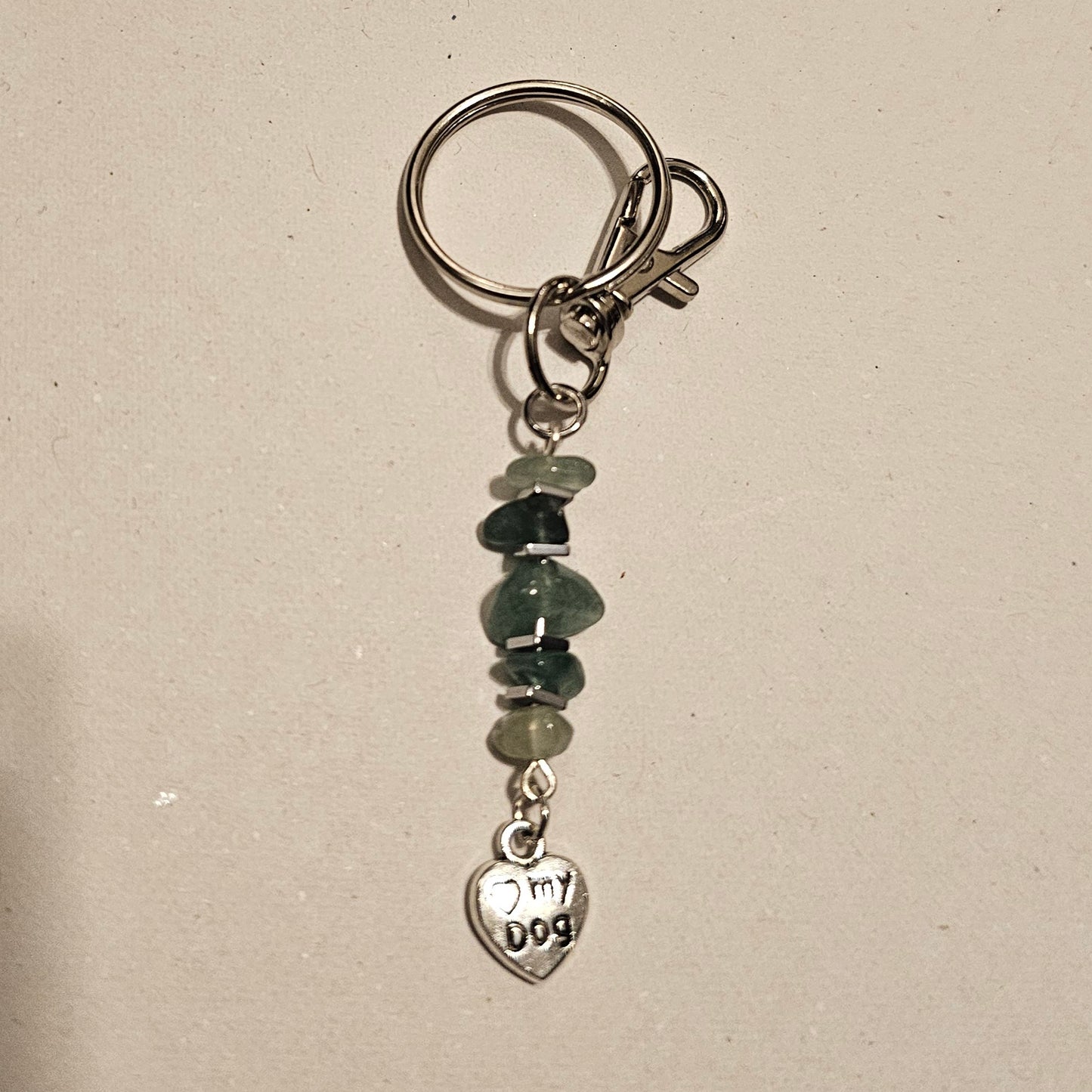 Green Stone Chip Dog Paw Keychain
