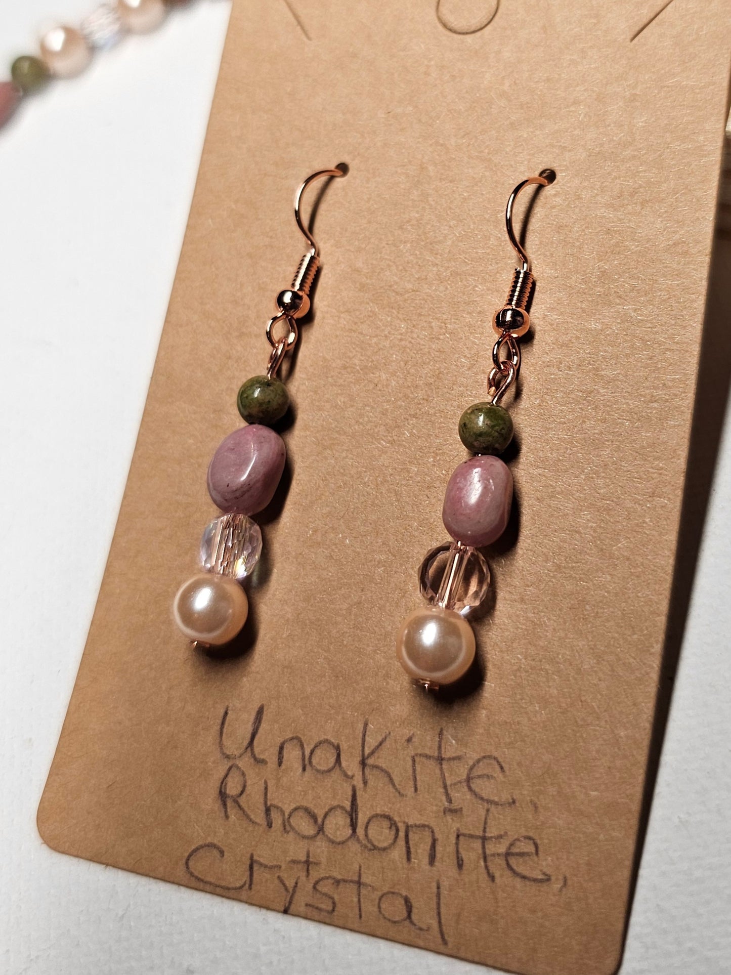 Peachy Pink and Green Earrings 2