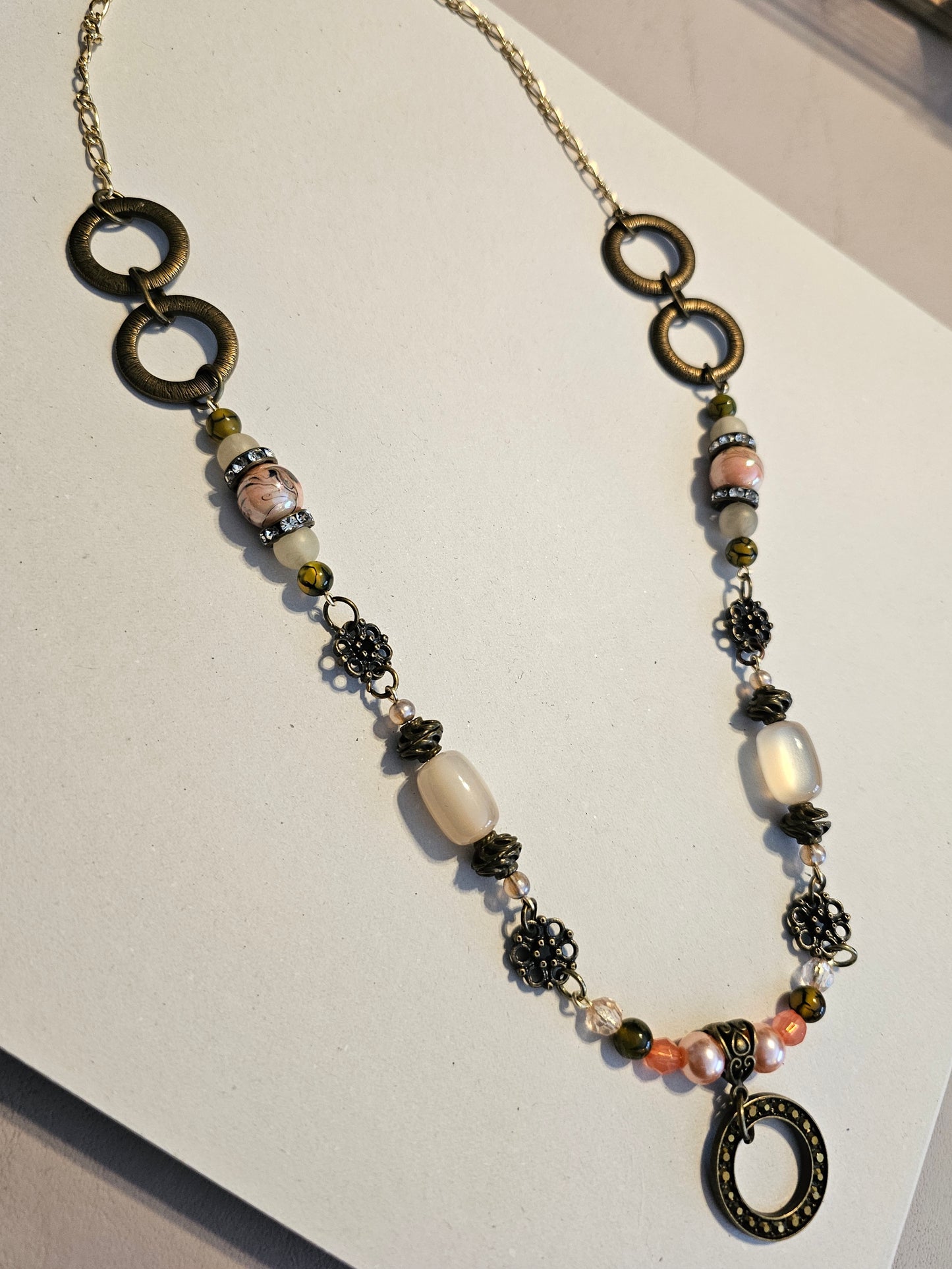 Peach and Brass Timeless Necklace