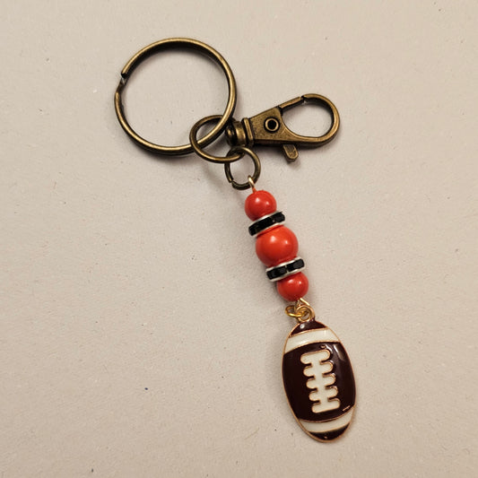 Orange and Black Football Keychain