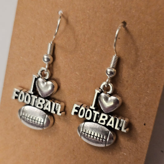 Silvery "I ❤️ Football" Earrings