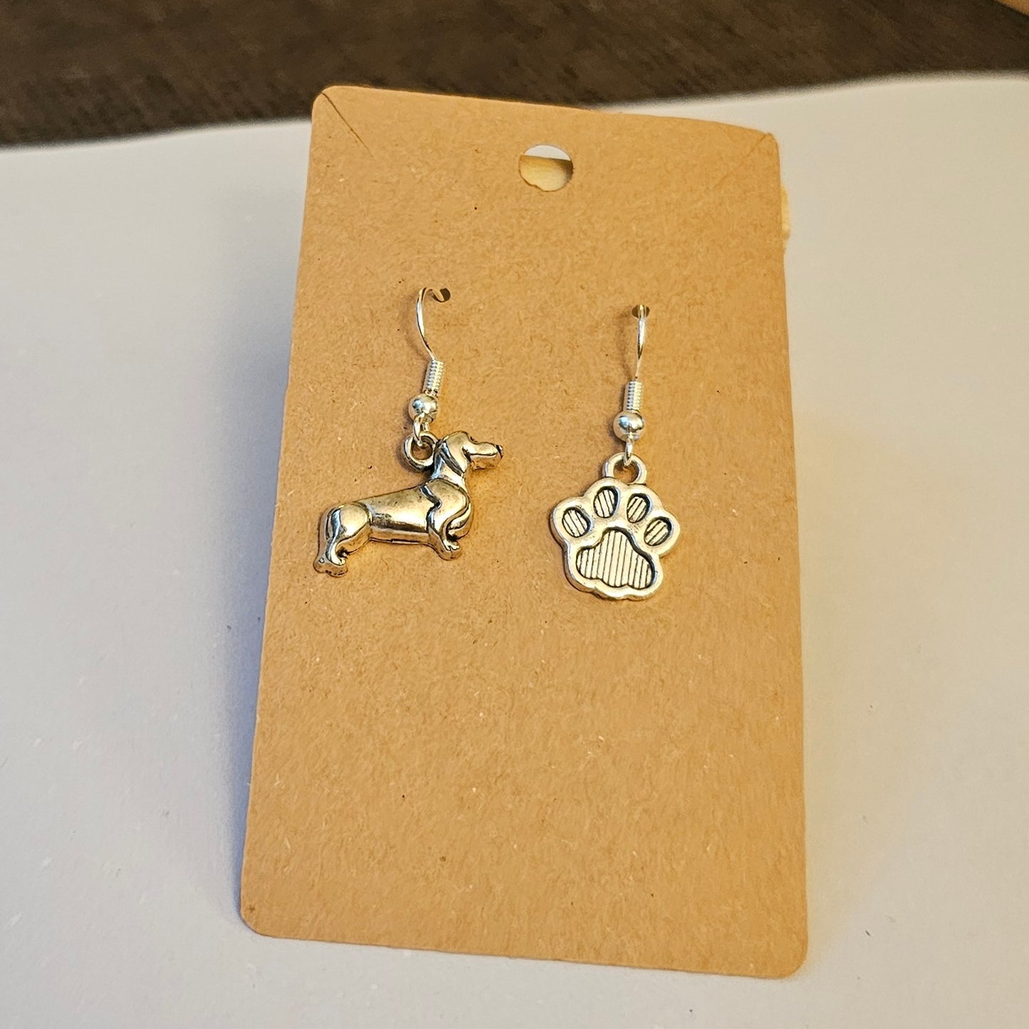 Dachshund and Paw Earrings