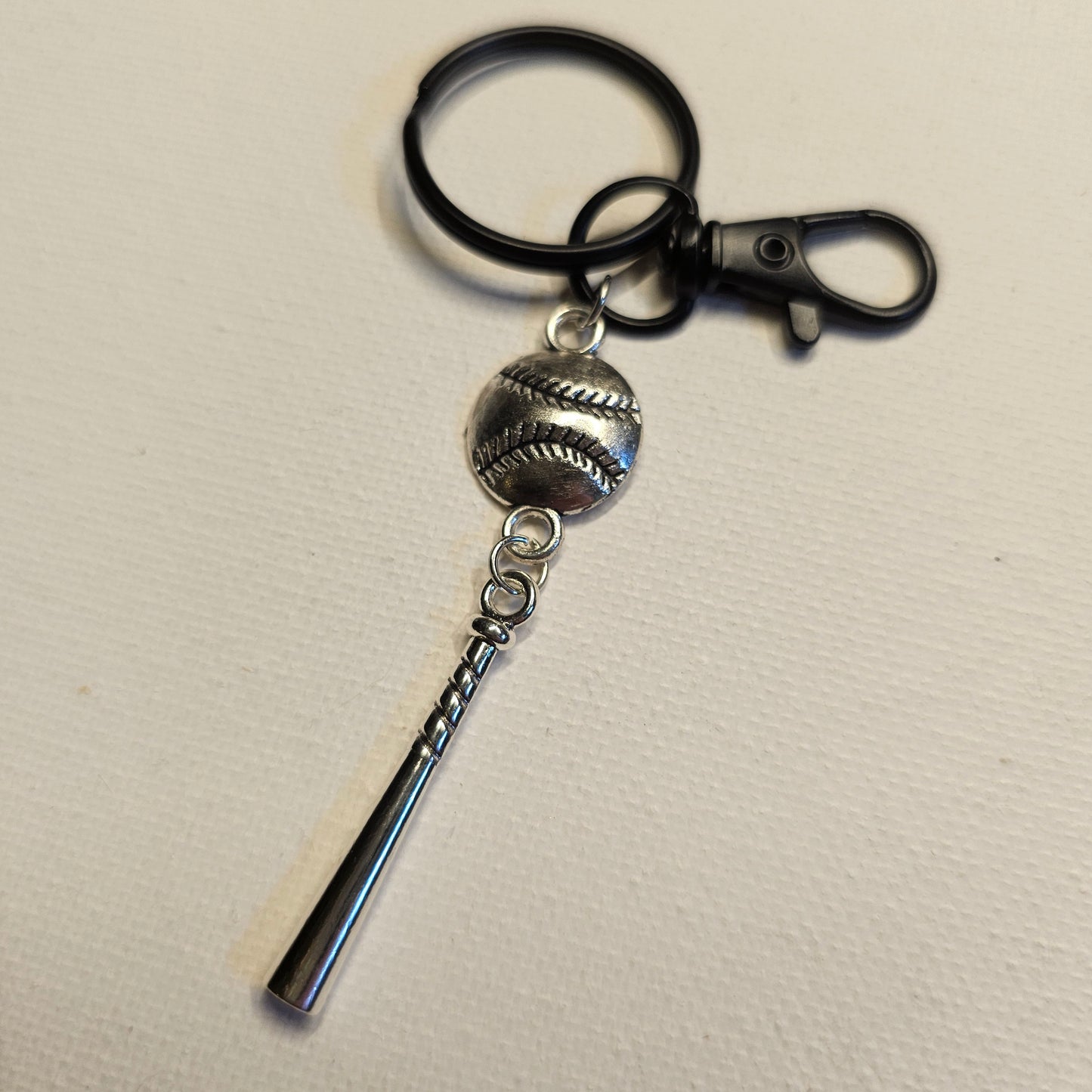 Black and Silver Baseball Keychain