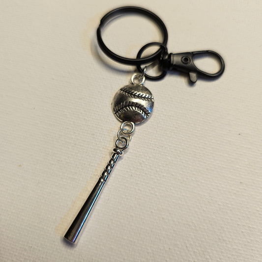 Black and Silver Baseball Keychain