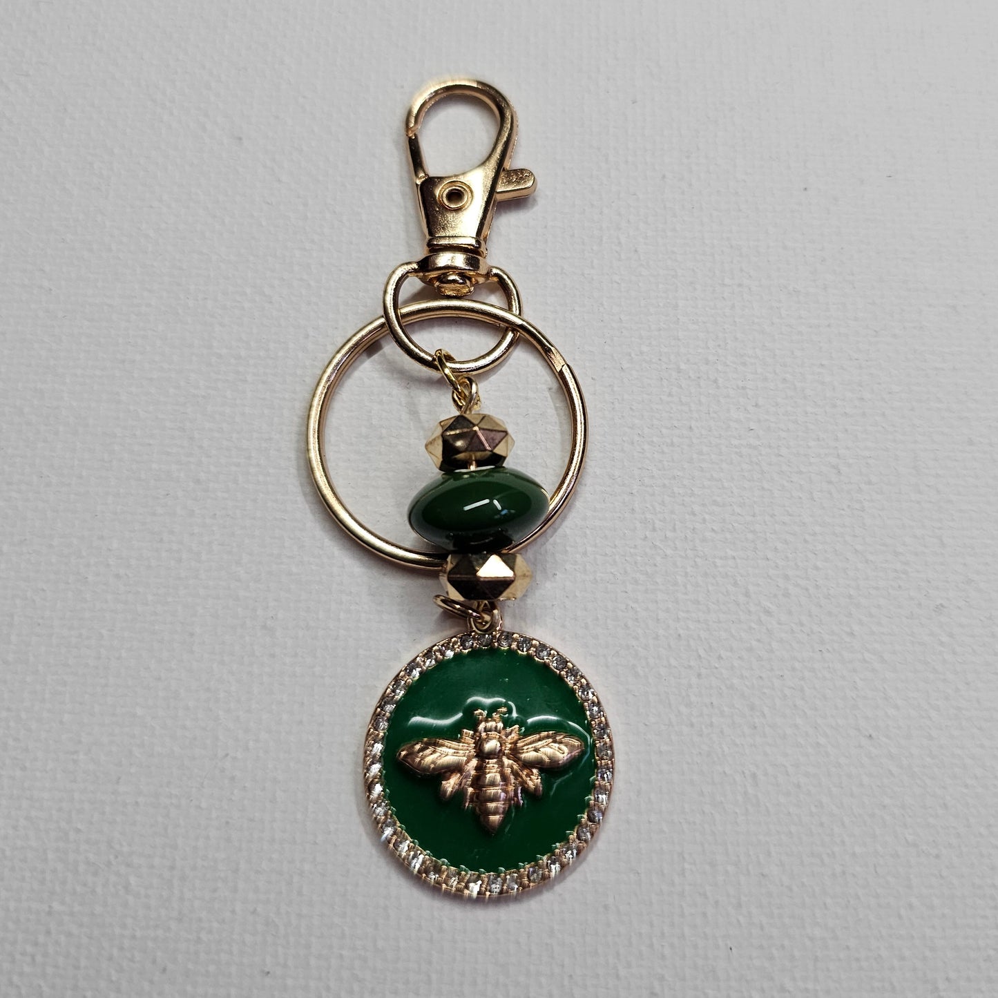 Green and Gold Bee Keychain