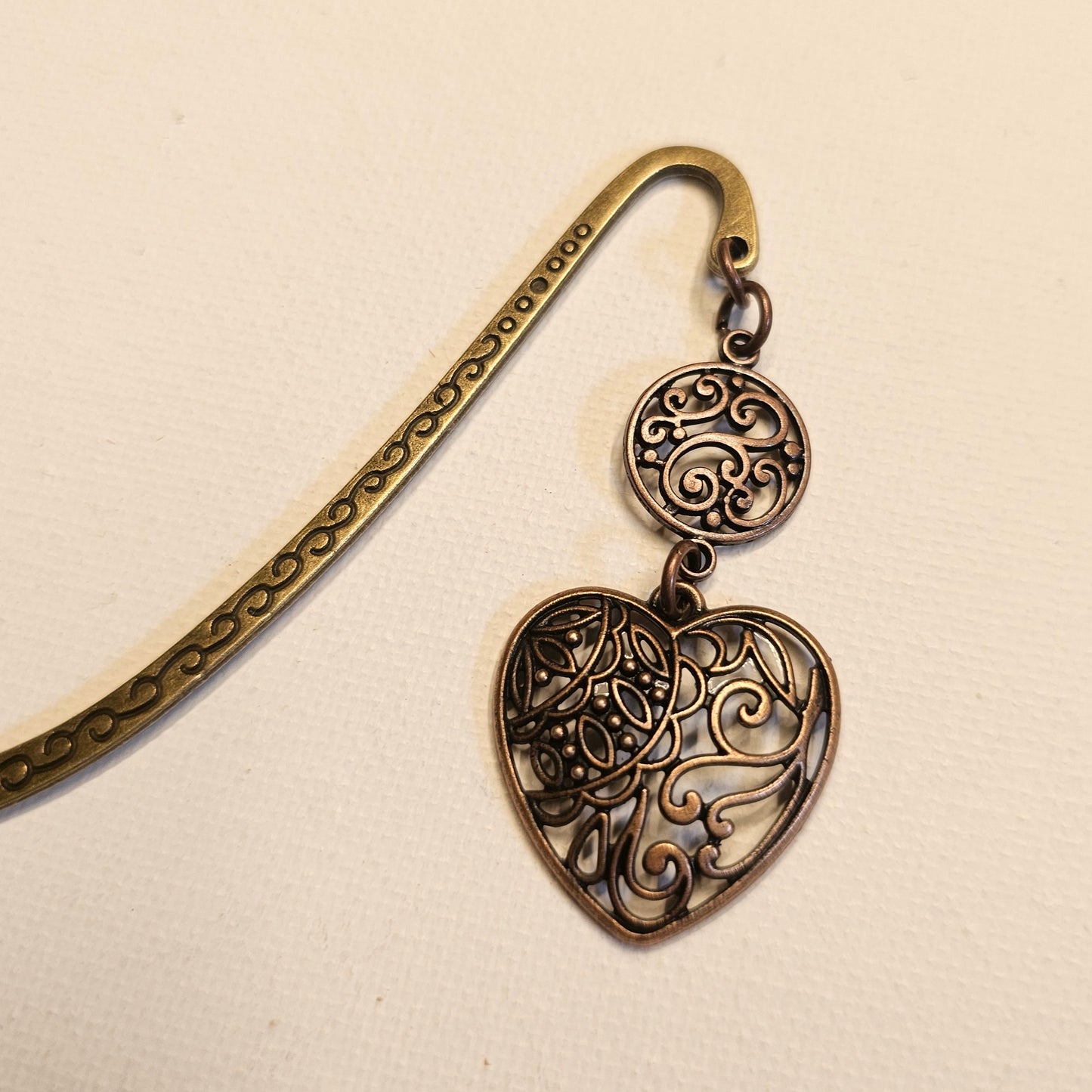 Copper Filigree Heart Bookmark