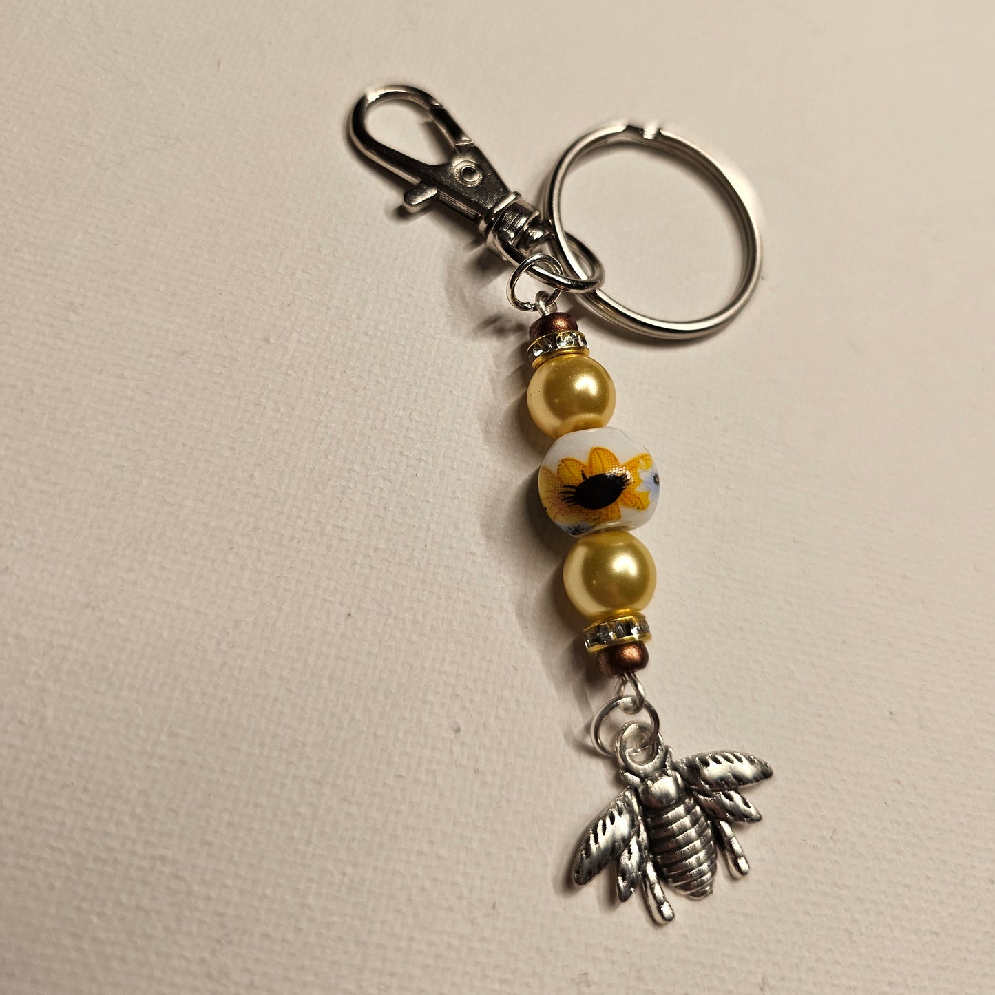 Sunflower and Bee Keychain