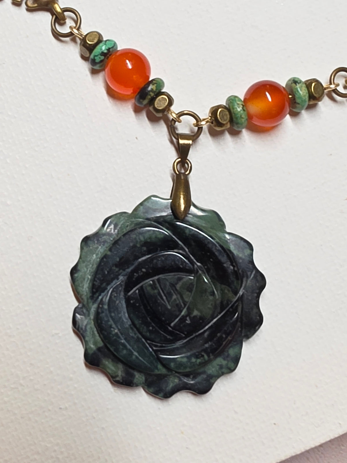 Kambaba Jasper Rose Pendant Necklace