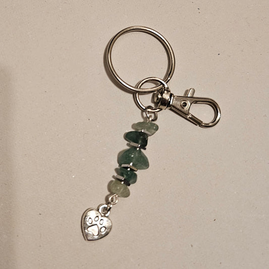 Green Stone Chip Dog Paw Keychain