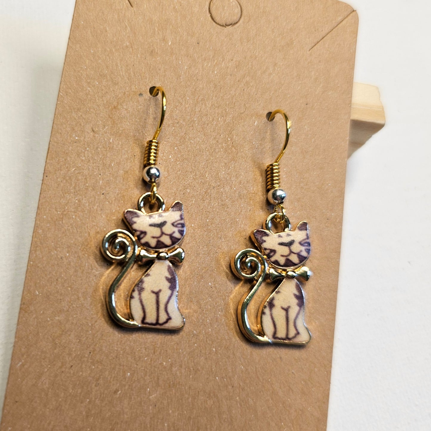 Tiger Golden Tail Fancy Cat Earrings