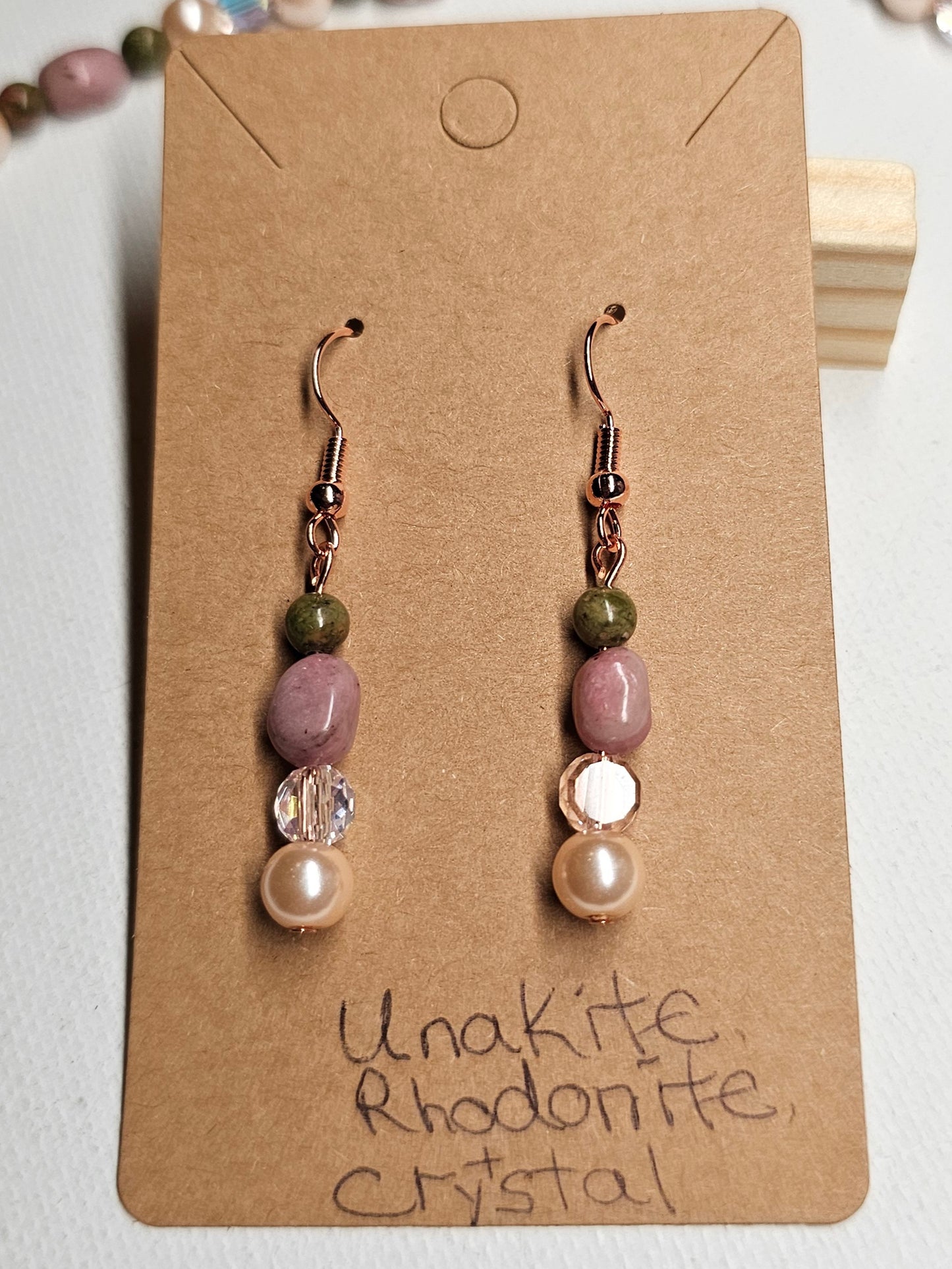 Peachy Pink and Green Earrings 2