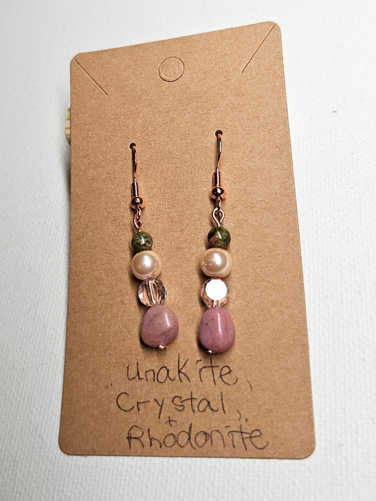 Peachy Pink and Green Earrings