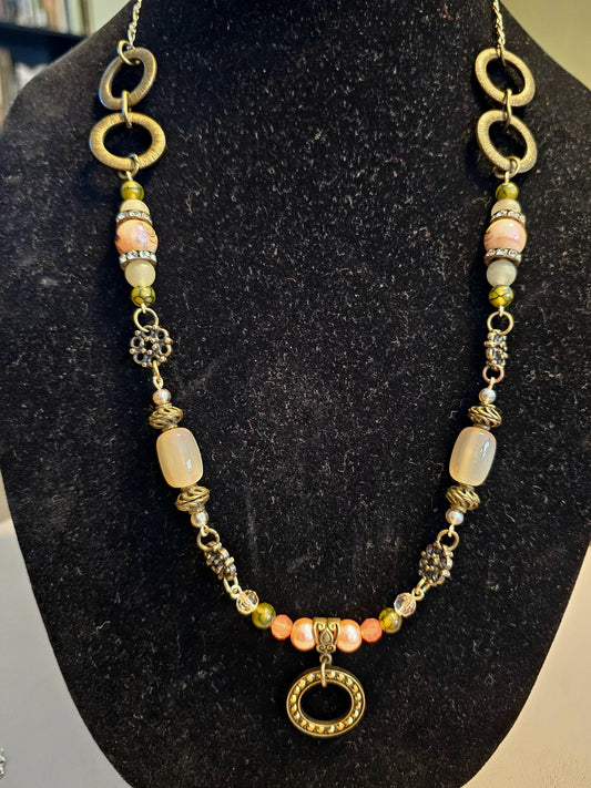 Peach and Brass Timeless Necklace