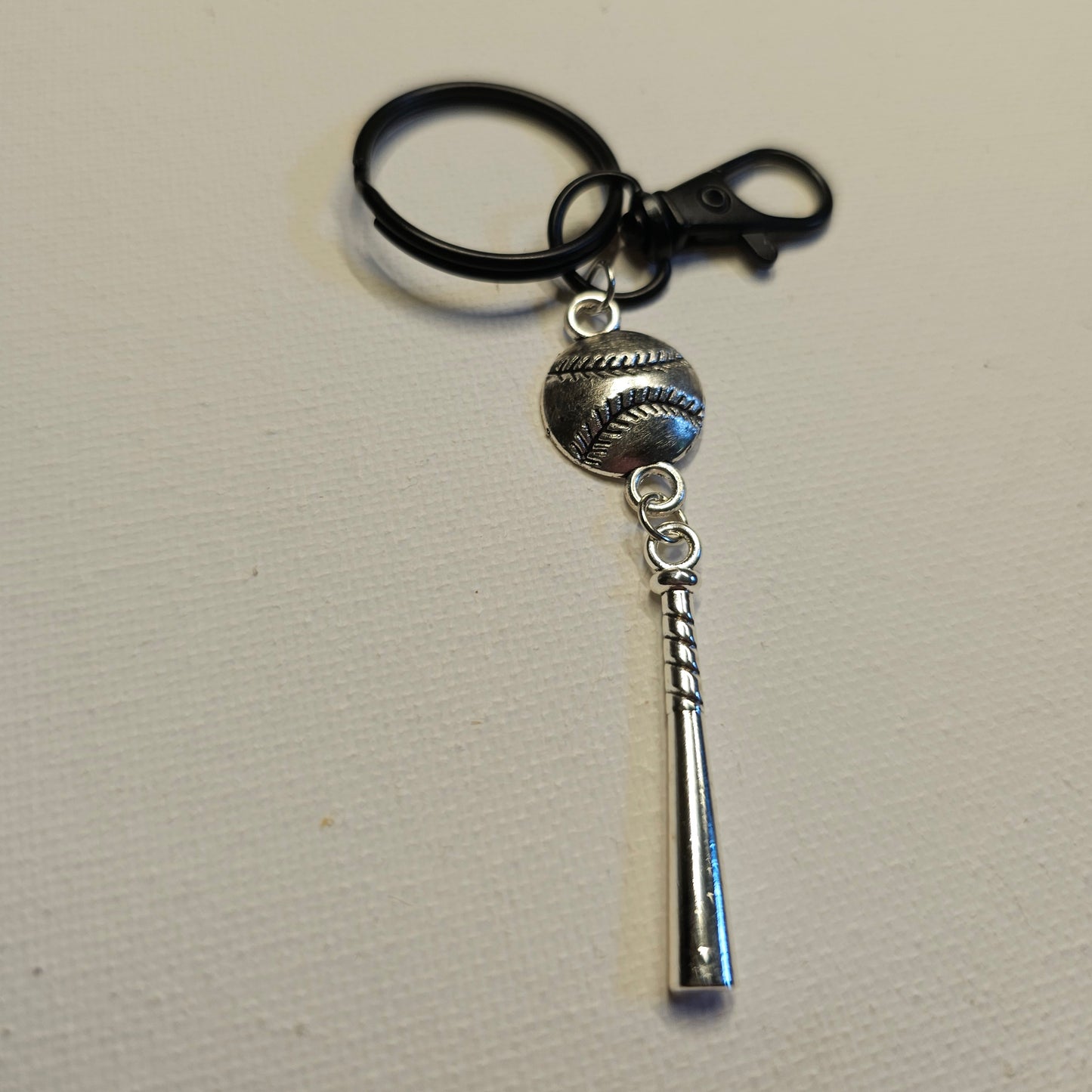 Black and Silver Baseball Keychain