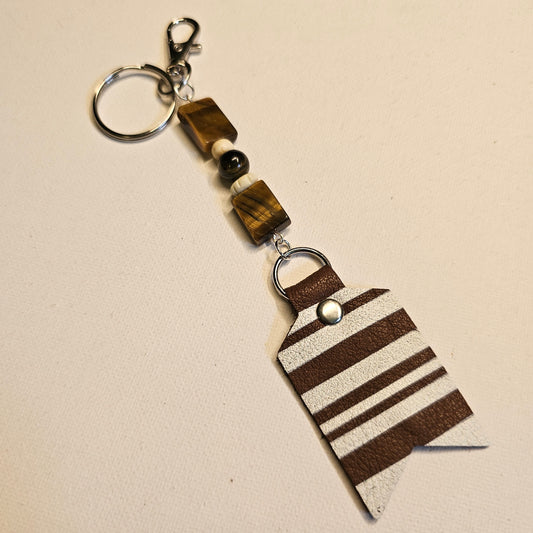 Tiger Eye and Brown Stripe Keychain