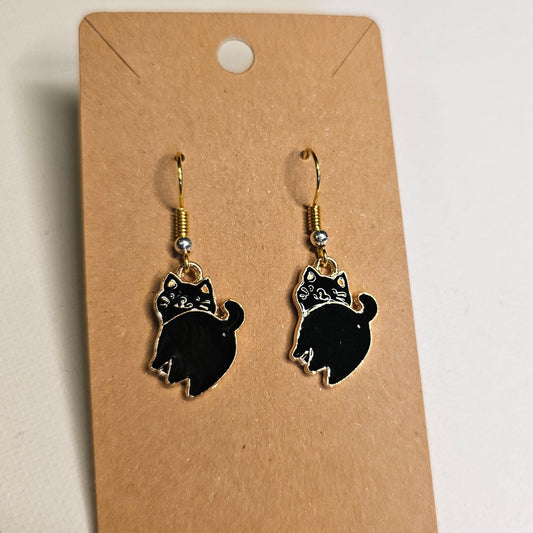 Black Cat Butt Earrings