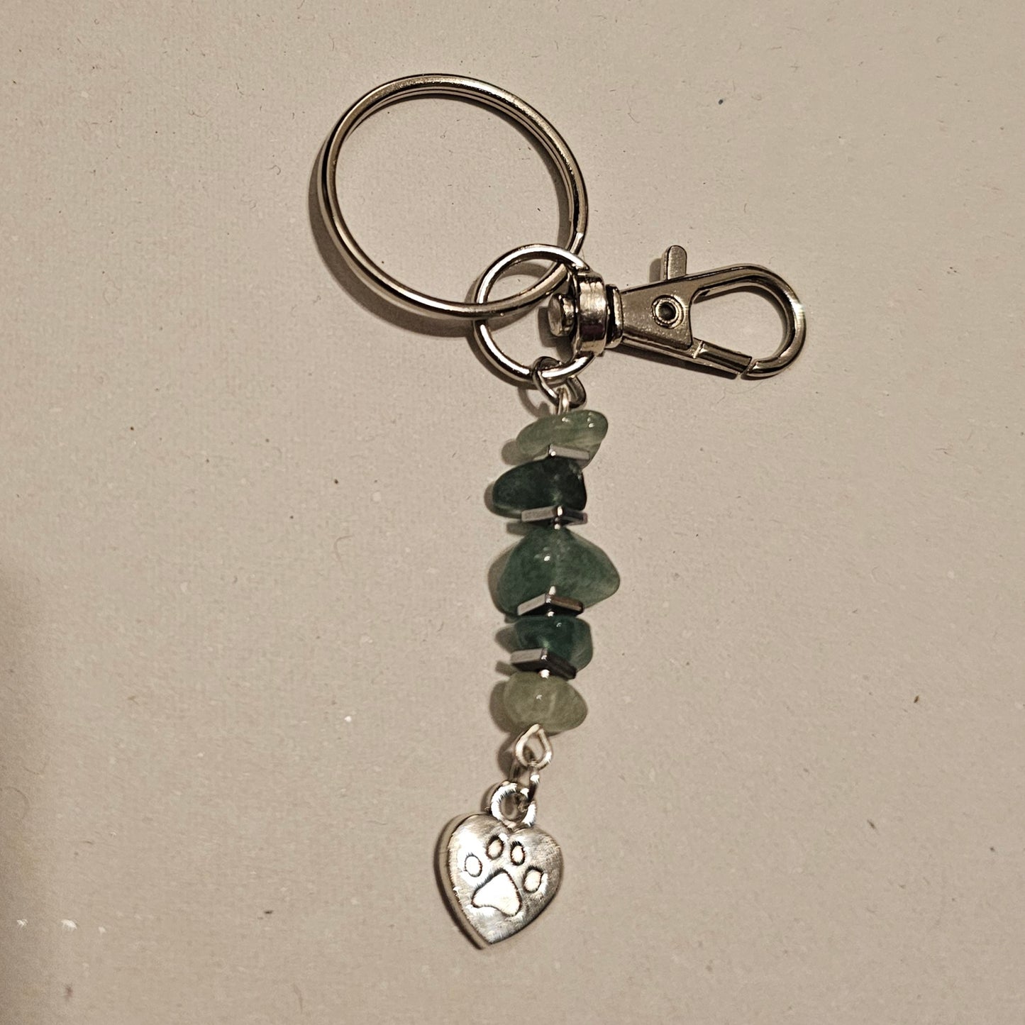Green Stone Chip Dog Paw Keychain