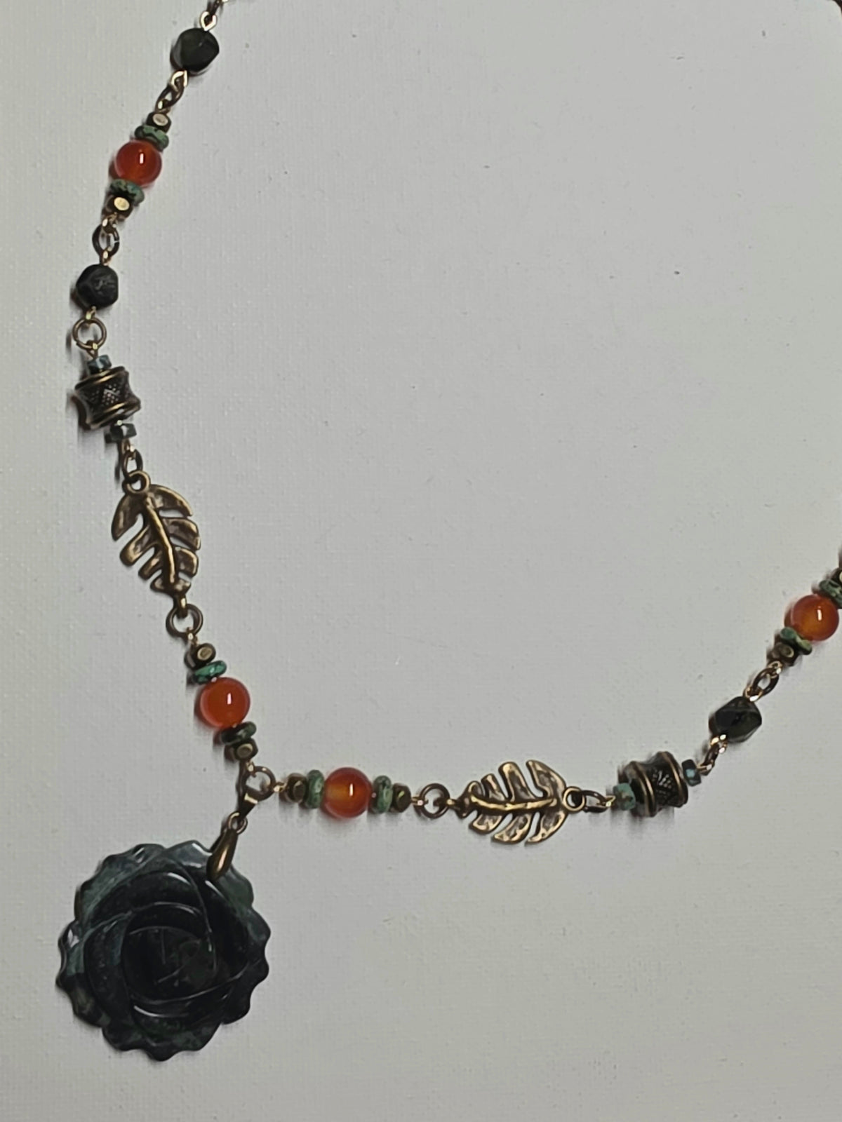 Kambaba Jasper Rose Pendant Necklace