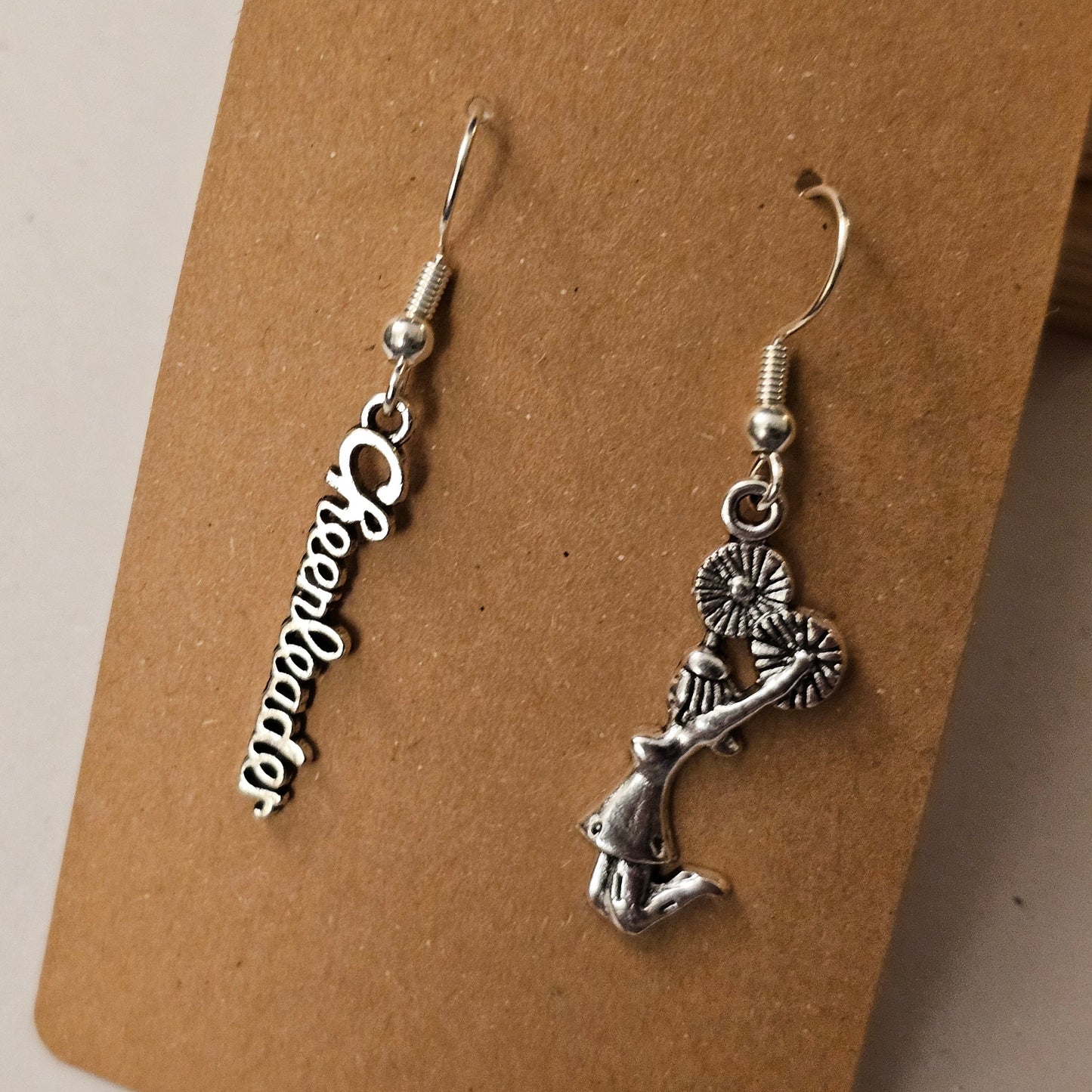 Asymmetrical Silvery Cheerleader Earrings