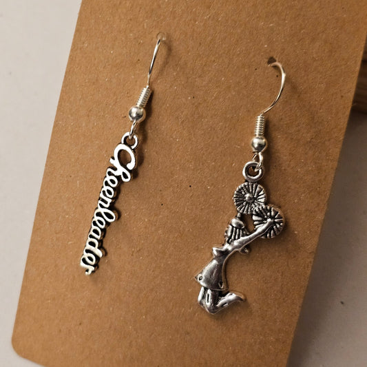 Asymmetrical Silvery Cheerleader Earrings