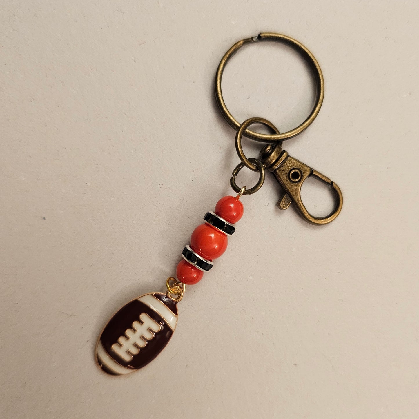 Orange and Black Football Keychain