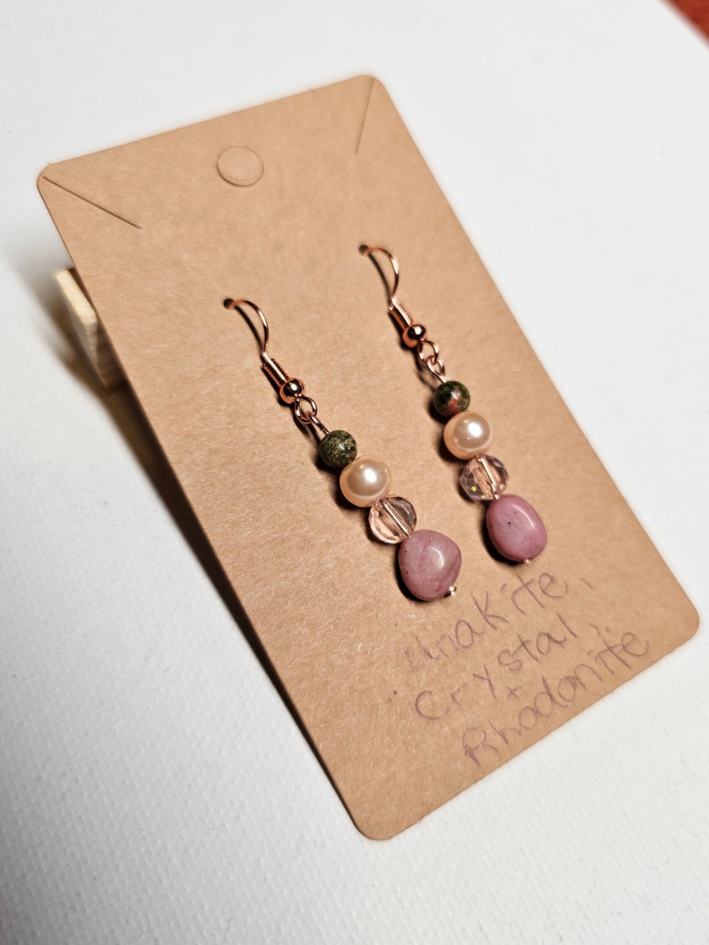 Peachy Pink and Green Earrings