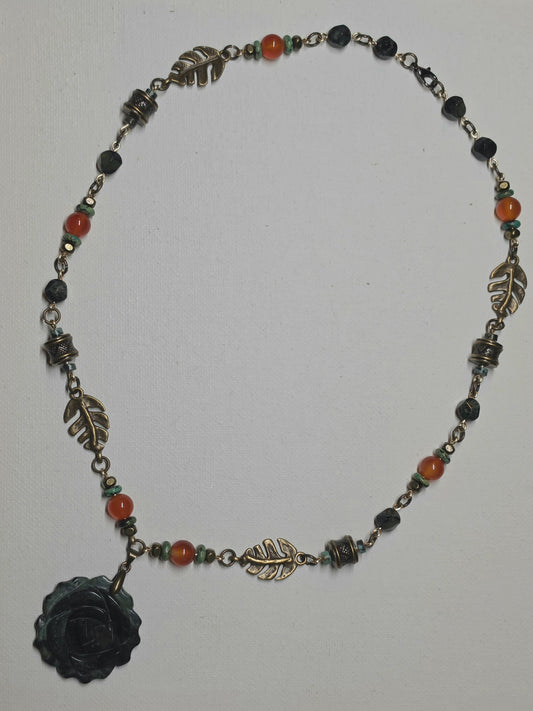 Kambaba Jasper Rose Pendant Necklace