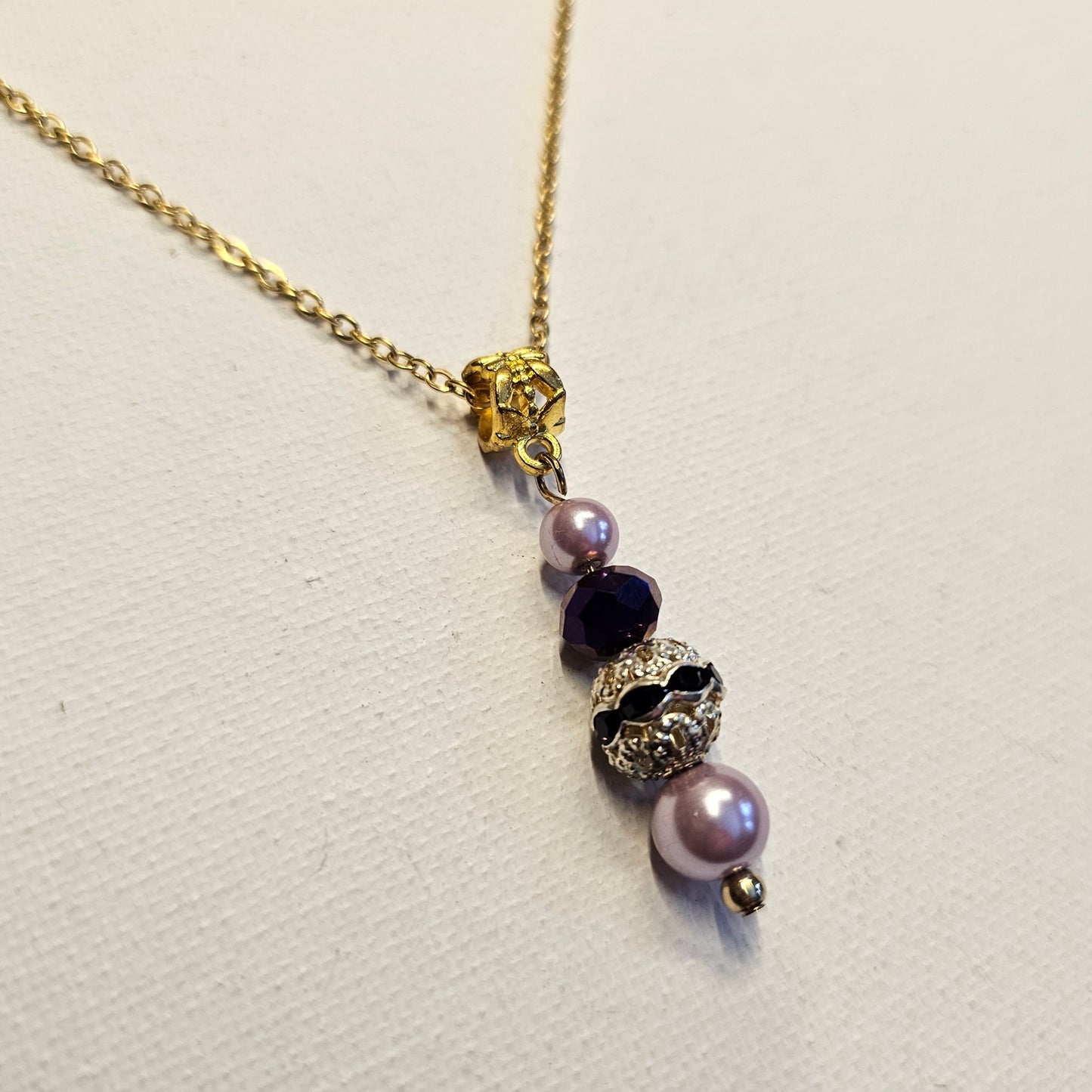 Regency Inspired Hand-Beaded Shades of Purple Necklace