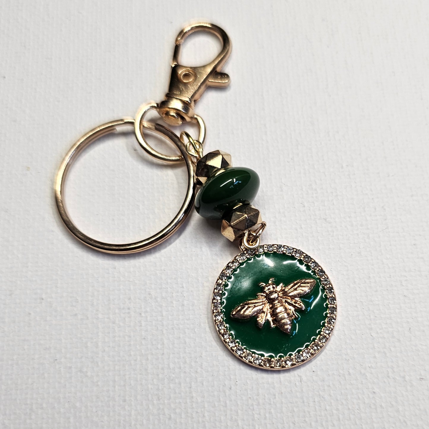 Green and Gold Bee Keychain