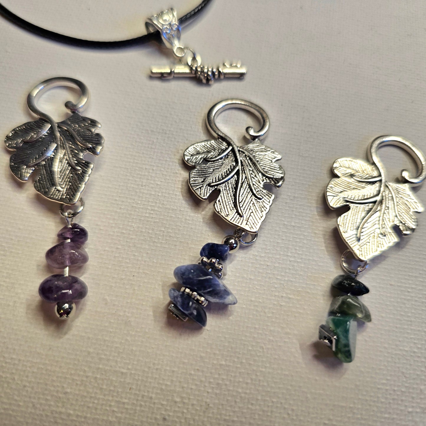 Interchangeable Silver Leaf and Stones Necklace