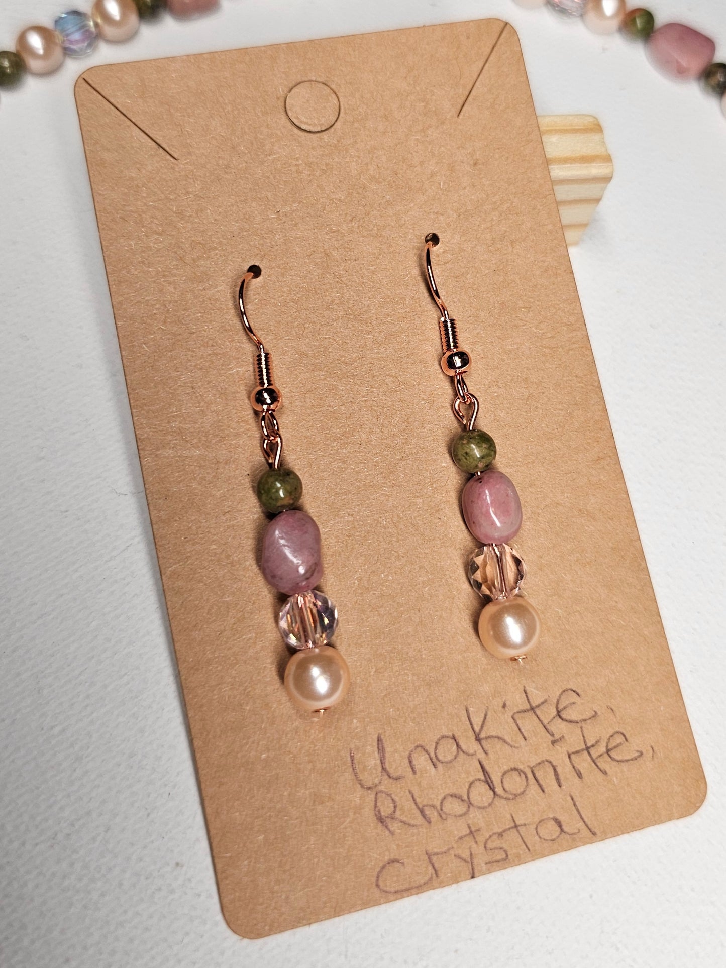 Peachy Pink and Green Earrings 2