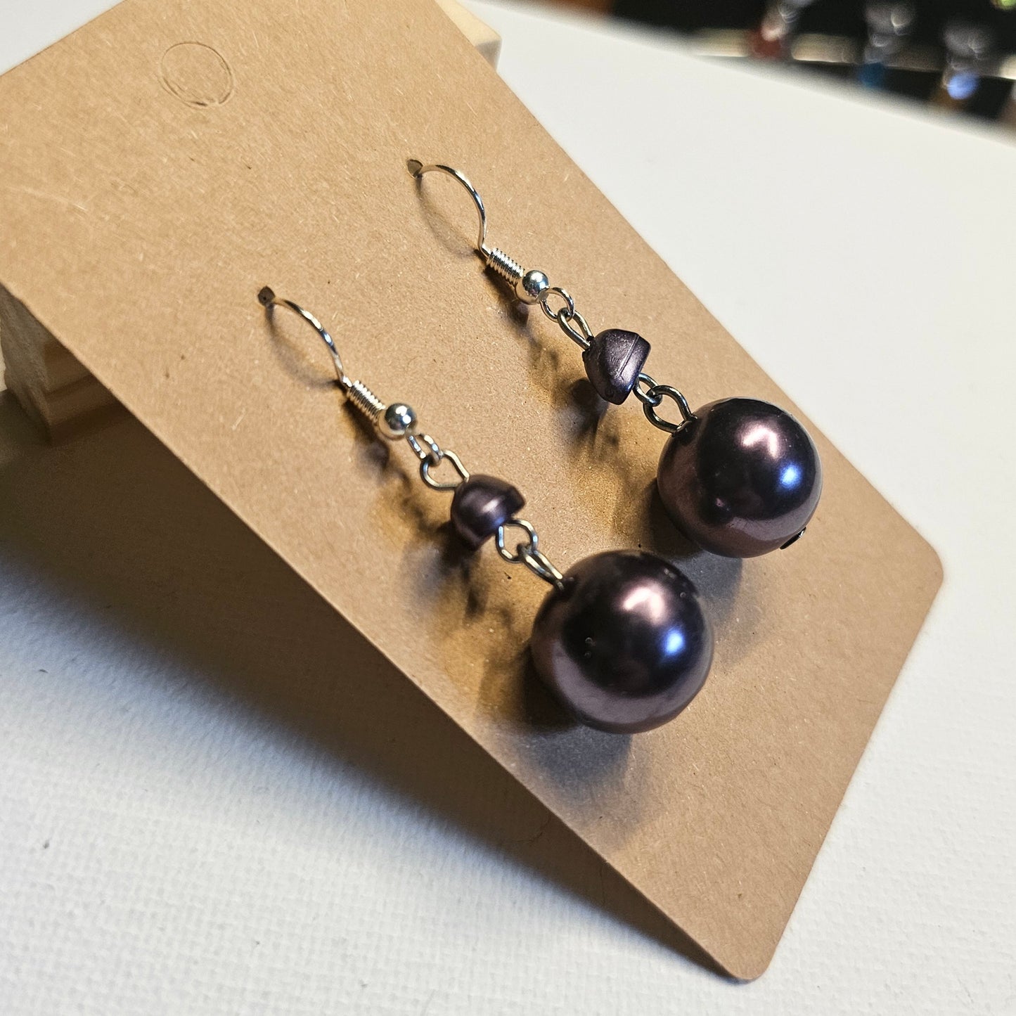 Purple Metallic Dangle Earrings 1