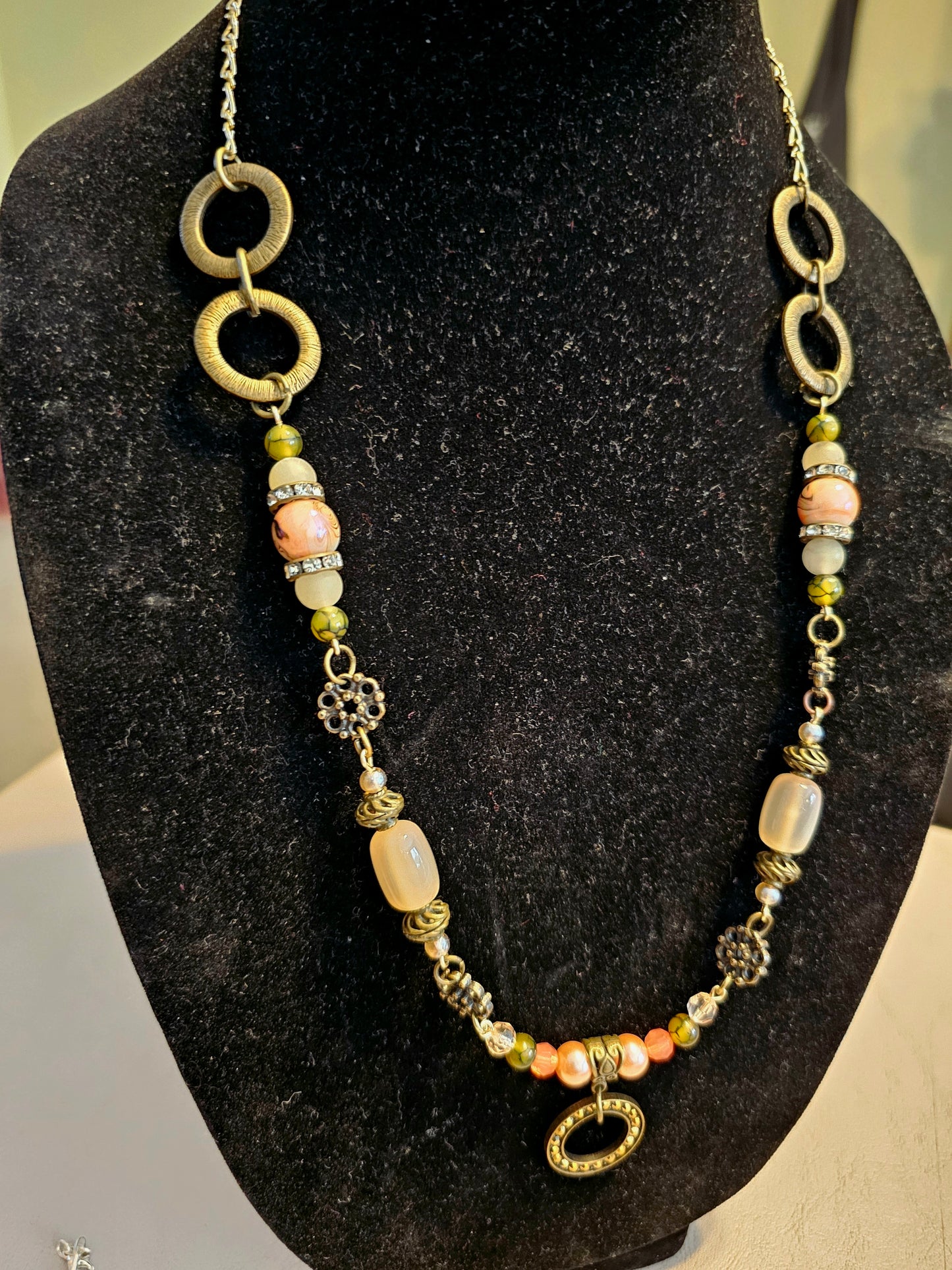 Peach and Brass Timeless Necklace