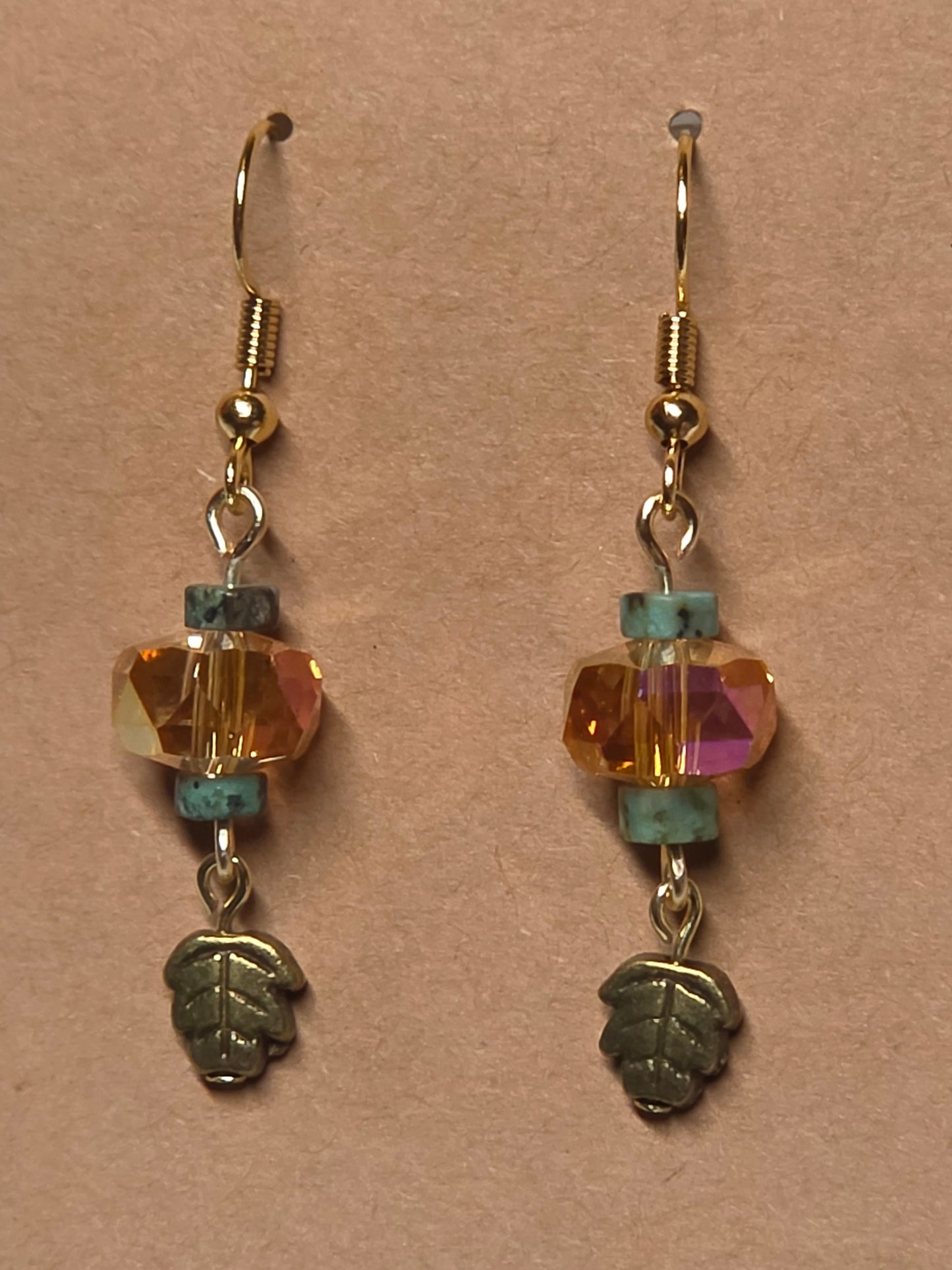 Leafy Orange and Turquoise Earrings