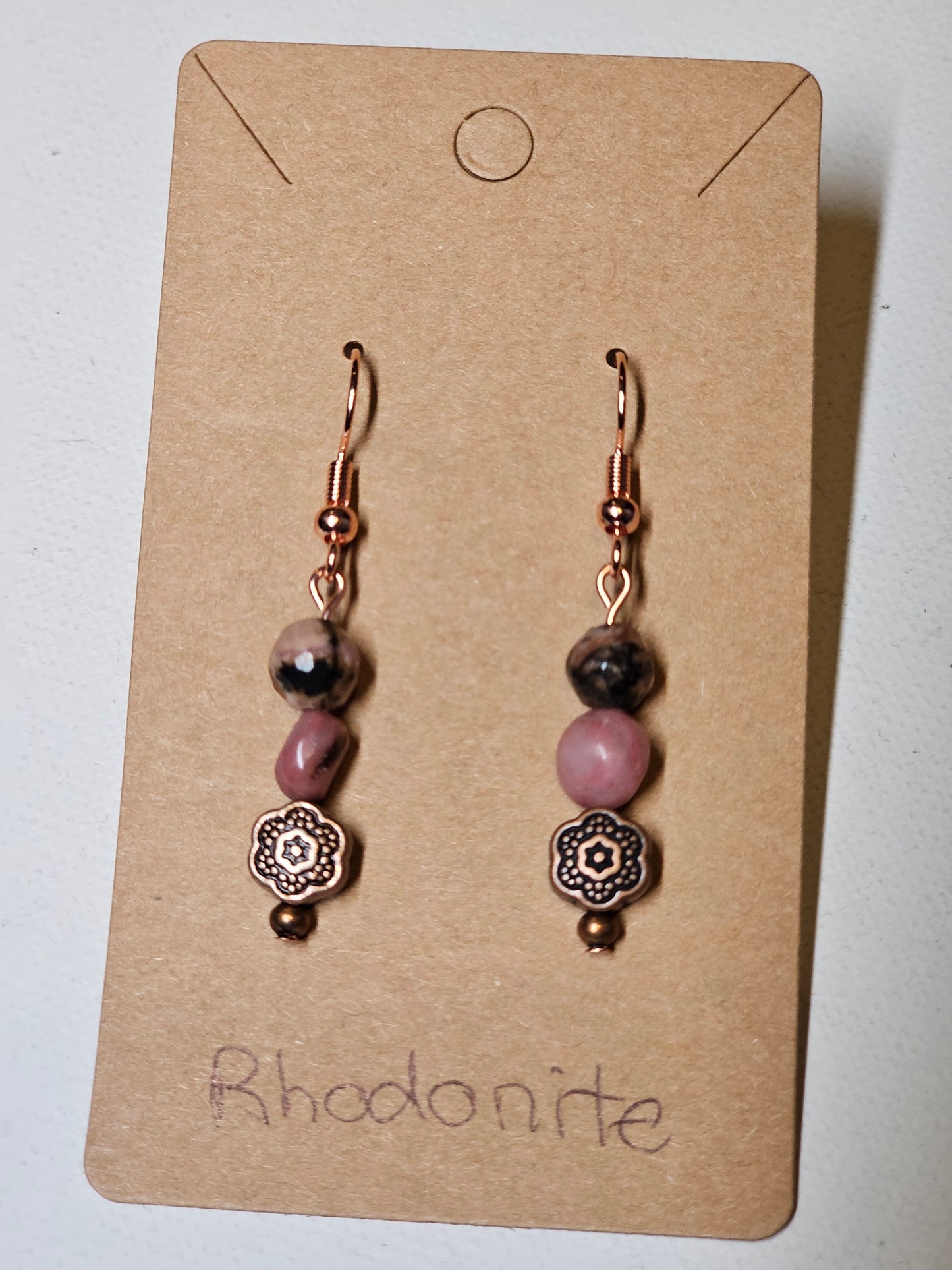 Rhodonite Flower Earrings