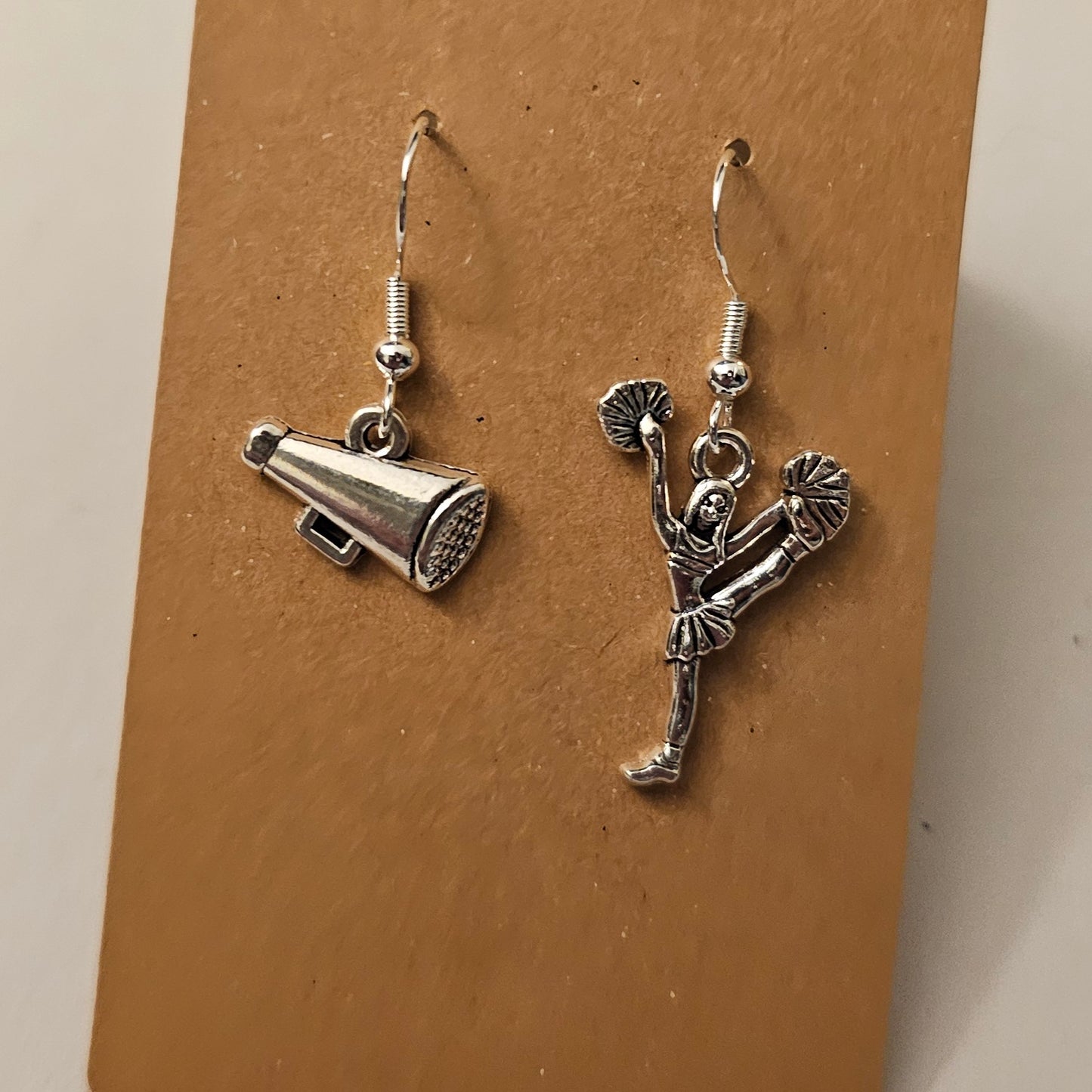 Asymmetrical Silvery Megaphone and Cheerleader Earrings 2