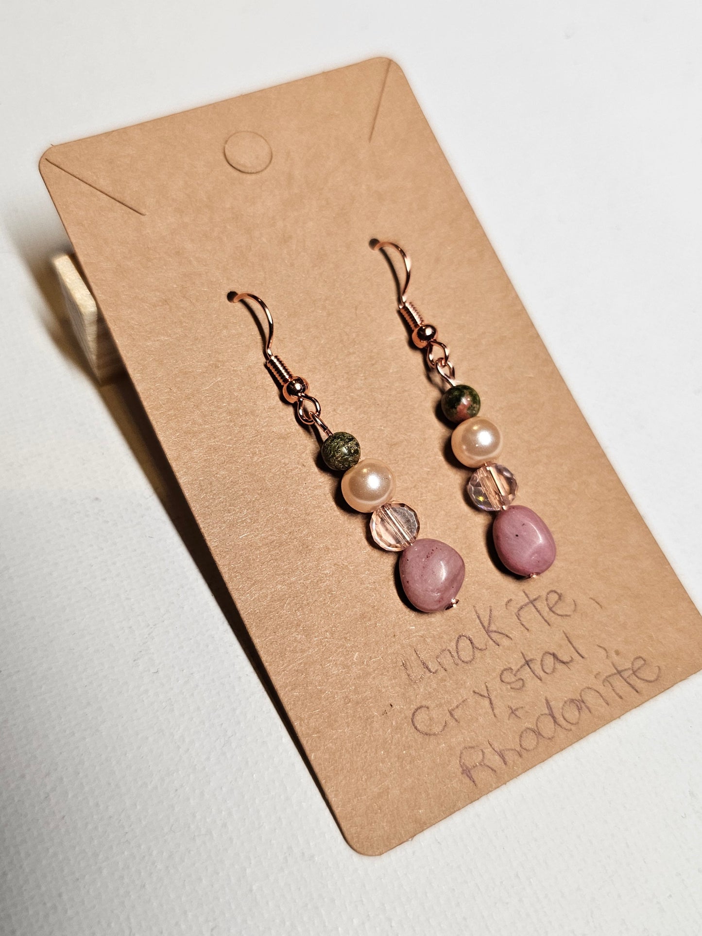 Peachy Pink and Green Earrings