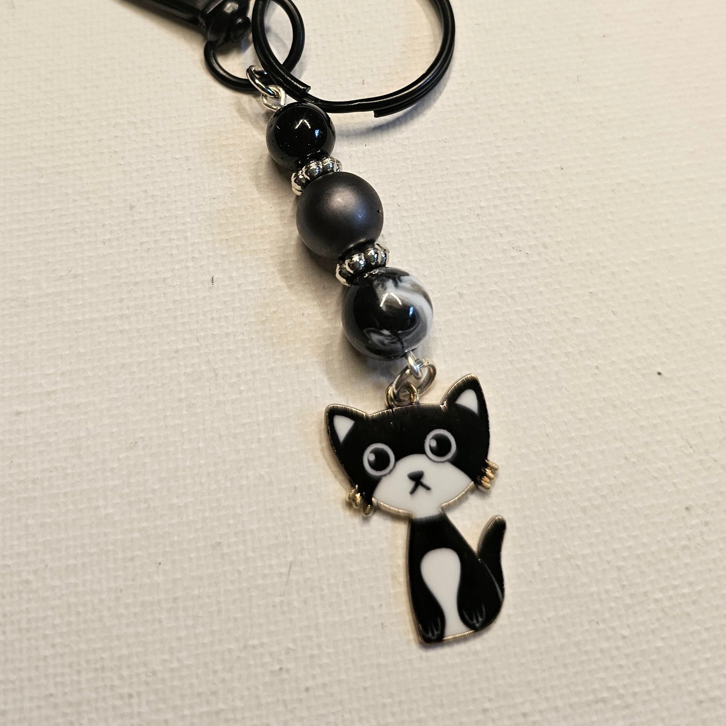 Black and White Cat Keychain