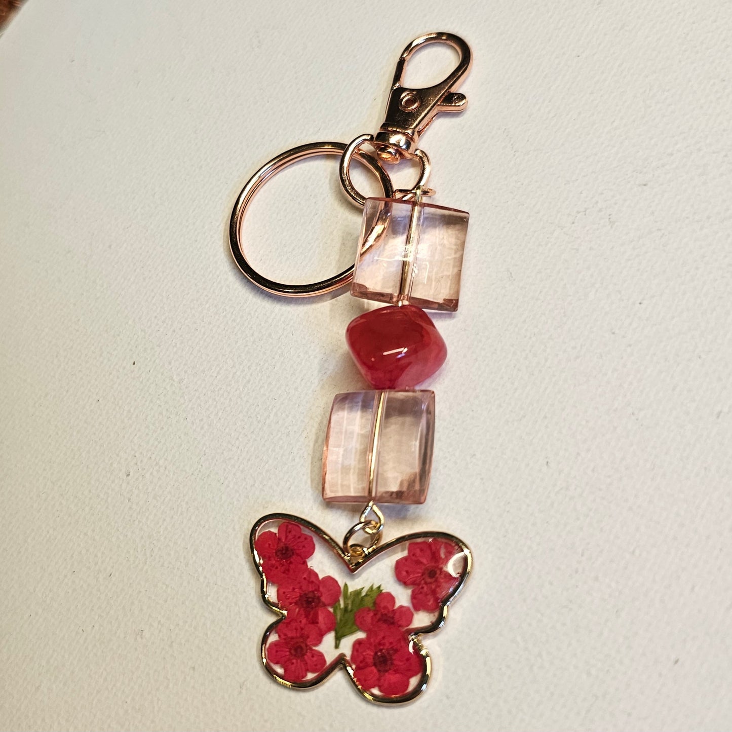 Dried Flower Butterfly Keychain