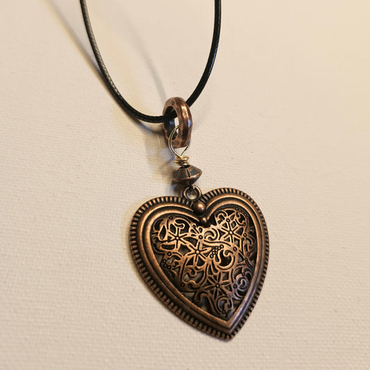 Copper Filigree Heart Necklace