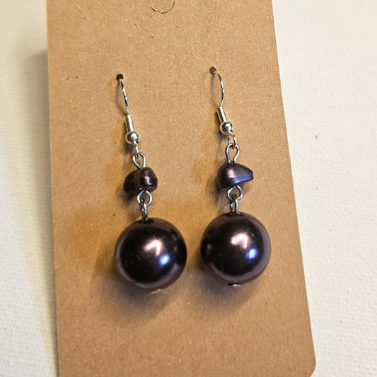 Purple Metallic Dangle Earrings 1