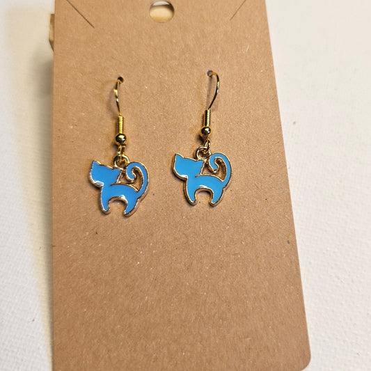 Light Blue Petite Cat Earrings