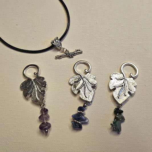 Interchangeable Silver Leaf and Stones Necklace