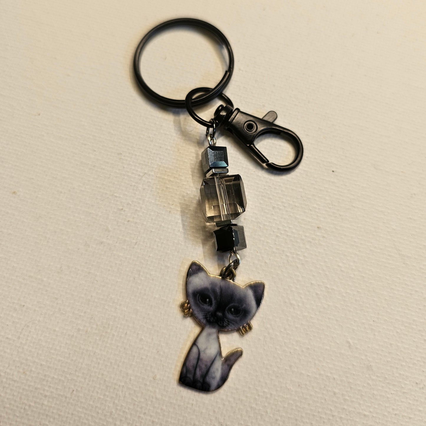Gray and Black Cat Keychain